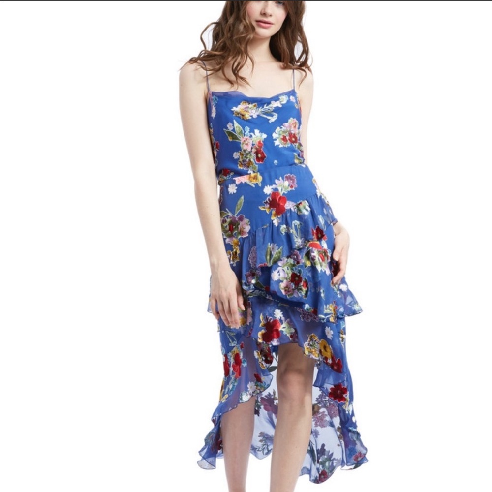 NEW Alice + Olivia Ruffled Floral Midi Skirt